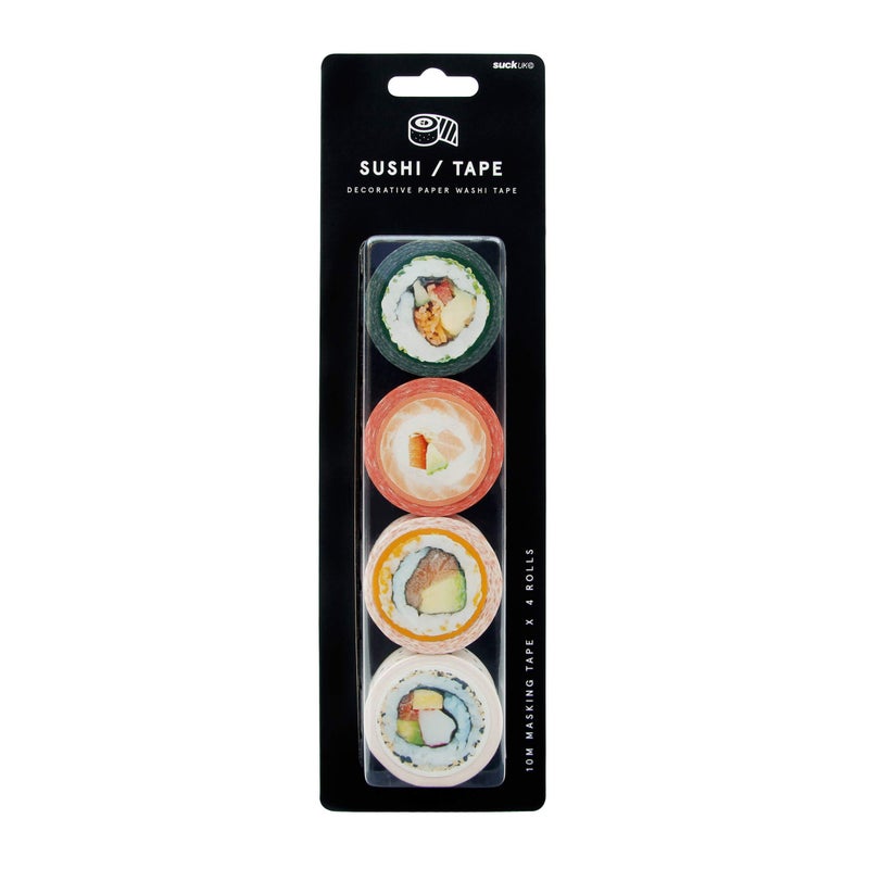 Suck UK Washi Tape - Sushi Masking Tape - Japanese Stationery - Scrapbook Supplies - Novelty Adhesive Tapes - Quirky Craft Supplies - Sushi Gifts - Decorative Paper Set - Japanese 10m Rolls - 4 Pack - Image 2